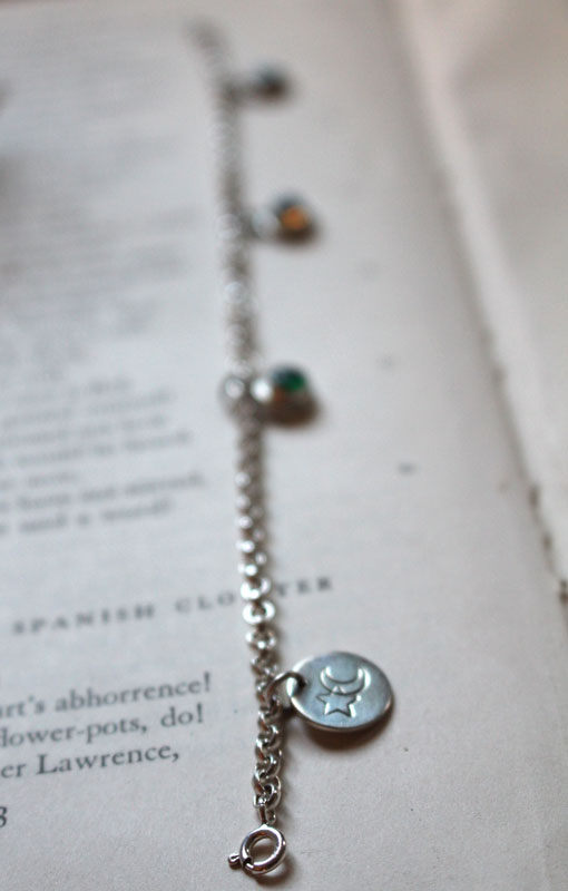 Birthstones, family bracelet in silver, opal, turquoise and onyx