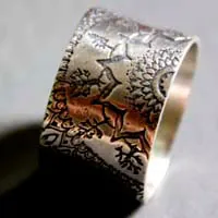 Blessed, forest mandala ring in sterling silver