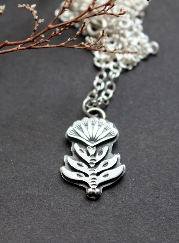 Blooming, Scaevola flower necklace in sterling silver