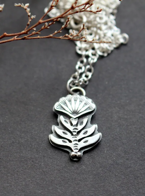 Blooming, Scaevola flower necklace in sterling silver
