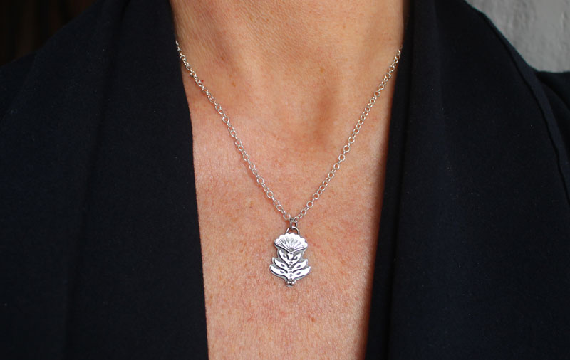 Blooming, Scaevola flower necklace in sterling silver