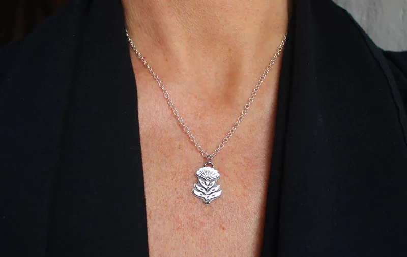 Blooming, Scaevola flower necklace in sterling silver