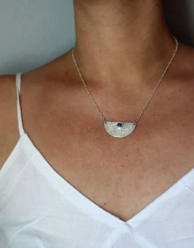 Blue hour garden, twilight necklace in silver and blue sapphire