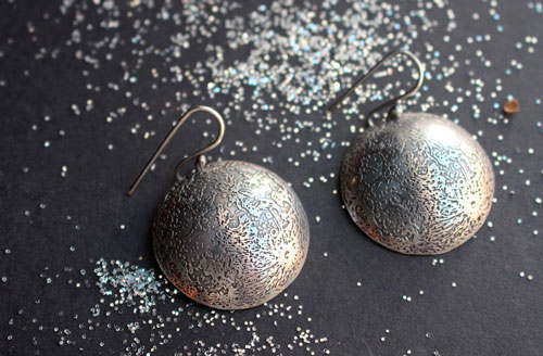 Blue moon, full moon earrings in sterling silver