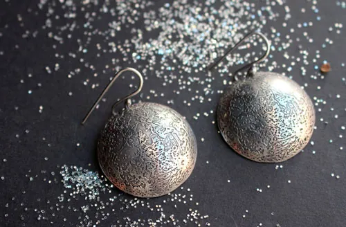 Blue moon, full moon earrings in sterling silver
