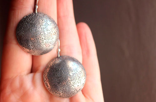 Blue moon, full moon earrings in sterling silver