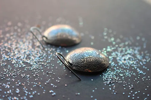 Blue moon, full moon earrings in sterling silver