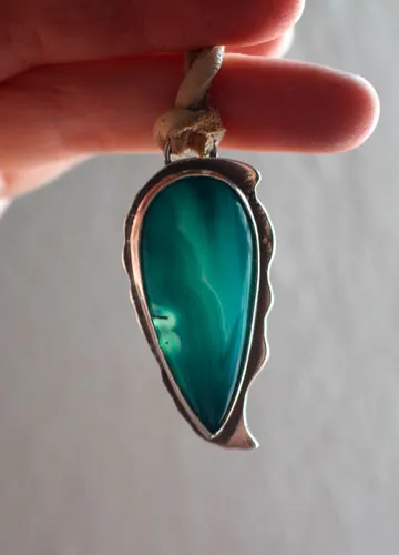 Blue pine, Atlantic coast necklace in silver and blue agate