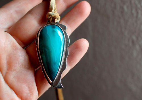 Blue pine, Atlantic coast necklace in silver and blue agate