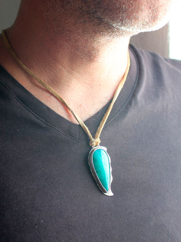 Blue pine, Atlantic coast necklace in silver and blue agate