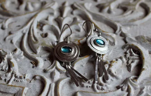 Blue sky, celestial earrings in sterling silver and aquamarine