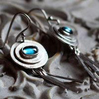 Blue sky, celestial earrings in sterling silver and aquamarine