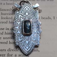 Blue star, star mandala necklace in silver and kyanite