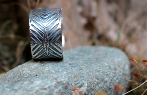 Boomerang, chevron and arrow ring in sterling silver