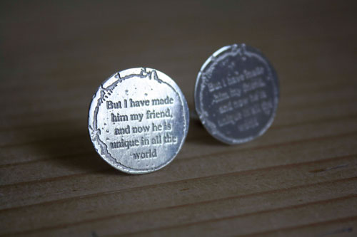 But I have made him my friend, the Little Prince quote cufflinks in sterling silver