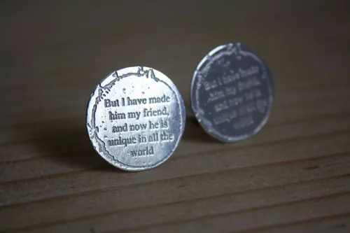 But I have made him my friend, the Little Prince quote cufflinks in sterling silver