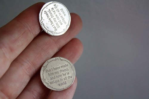 But I have made him my friend, the Little Prince quote cufflinks in sterling silver