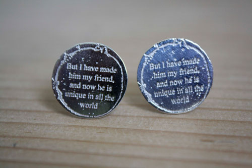 But I have made him my friend, the Little Prince quote cufflinks in sterling silver