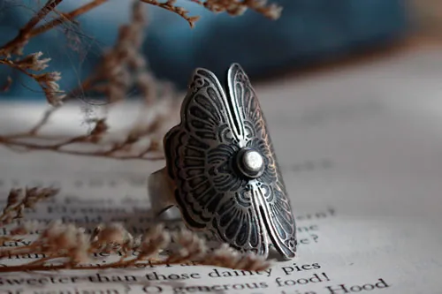 Butterfly lovers, Chinese legend ring in sterling silver