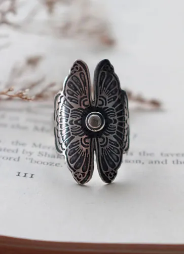 Butterfly lovers, Chinese legend ring in sterling silver