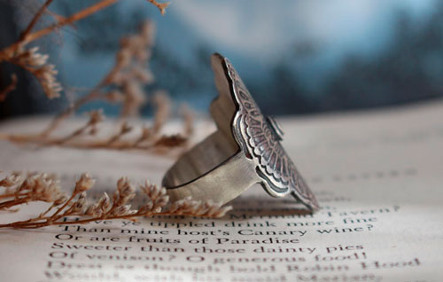 Butterfly lovers, Chinese legend ring in sterling silver