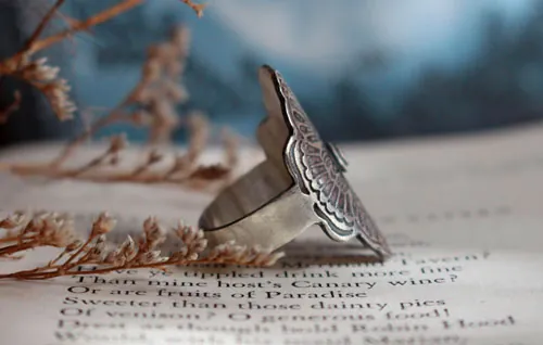 Butterfly lovers, Chinese legend ring in sterling silver
