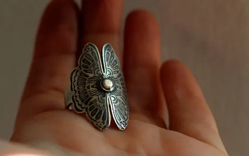 Butterfly lovers, Chinese legend ring in sterling silver