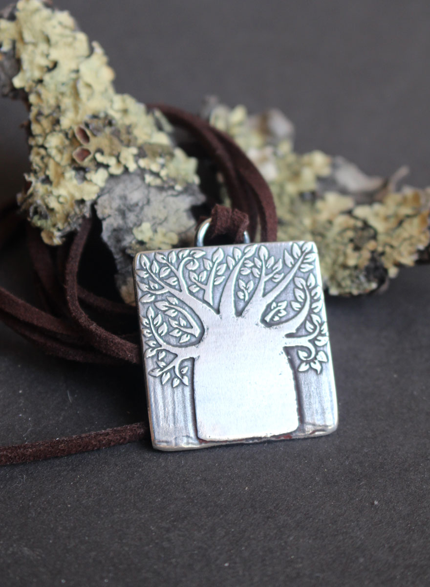 Baobab, tree of life necklace in sterling silver