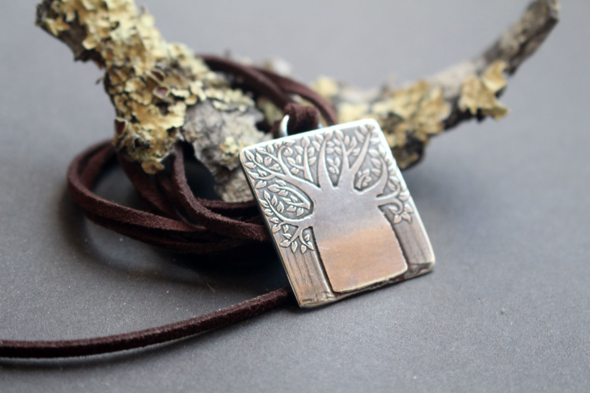 Baobab, tree of life necklace in sterling silver