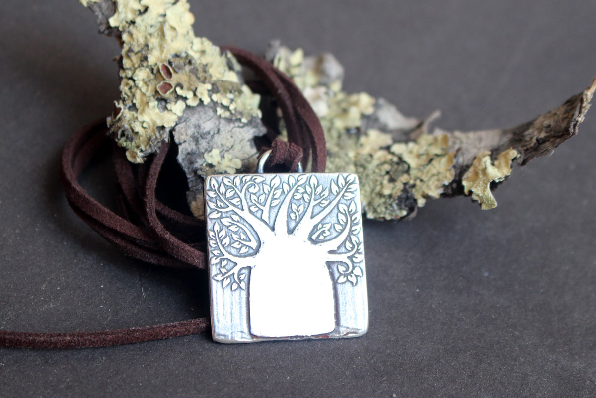 Baobab, tree of life necklace in sterling silver