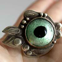 Blowfish, fugu fish ring in silver and glass
