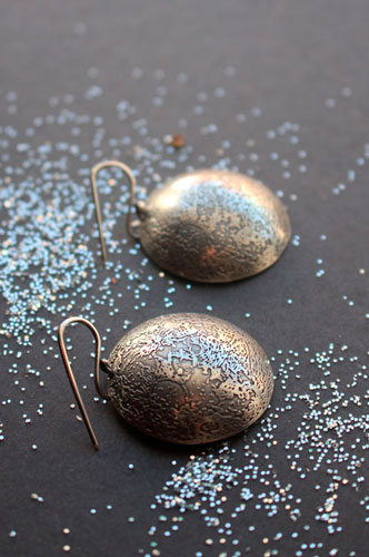 Blue moon, full moon earrings in sterling silver 