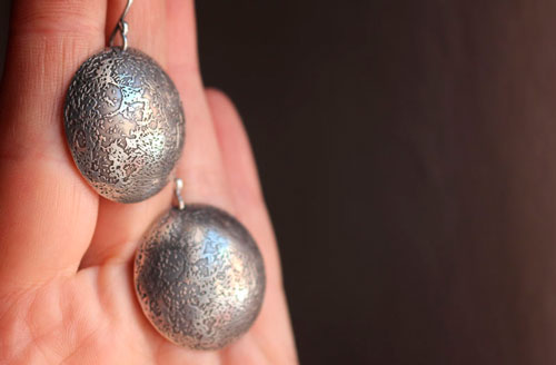 Blue moon, full moon earrings in sterling silver 