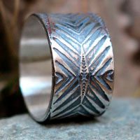 Boomerang, chevron and arrow ring in sterling silver