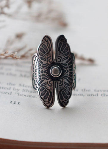 Butterfly lovers, Chinese legend ring in sterling silver