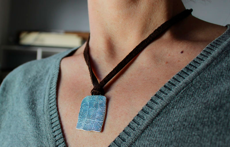 Cairn of Gavrinis, Neolithic engraved stone with spirals necklace in silver