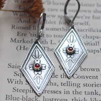 Calendula, baroque botanical earrings in silver and orange zircon