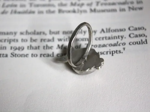 Calliope, Greek poetry ring in silver and ocean jasper
