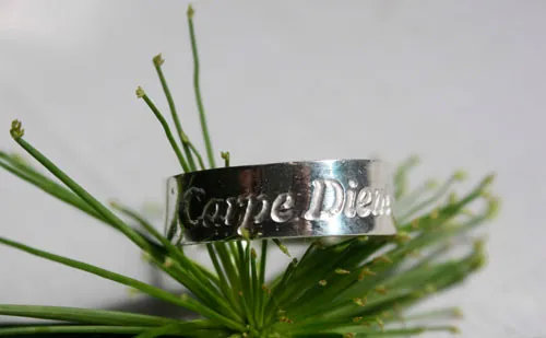 Carpe Diem, engraved Latin quote ring in sterling silver