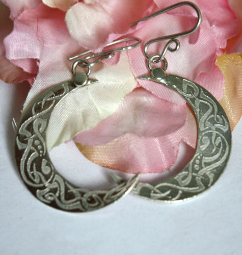 Celtic moon, Celt nocturnal star earrings in sterling silver