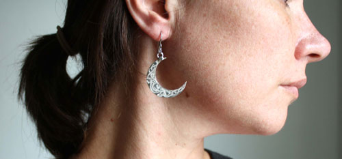 Celtic moon, Celt nocturnal star earrings in sterling silver