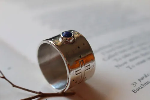 certainty, a faith ring in sterling silver and lapis lazuli