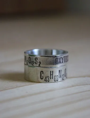 Chemistry of love, molecular formula of happiness ring in silver