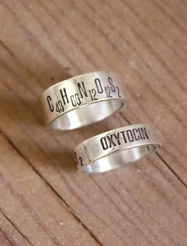 Chemistry of love, molecular formula of happiness ring in silver