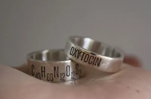 Chemistry of love, molecular formula of happiness ring in silver