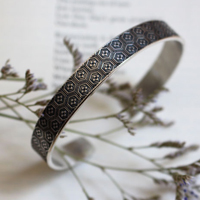 Chestnut flower, traditional japanese pattern bracelet in silver