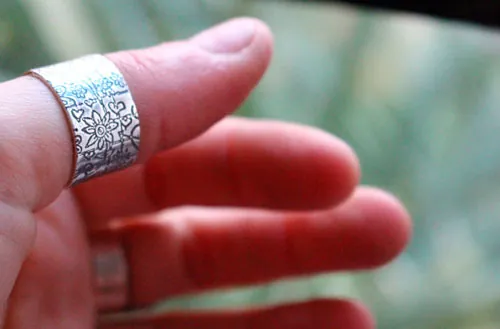 Children’s garden, childlike drawing ring in sterling silver