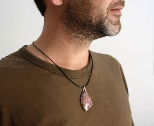 Chiricahua, Native American tribe pendant in silver and Apache rhyolite