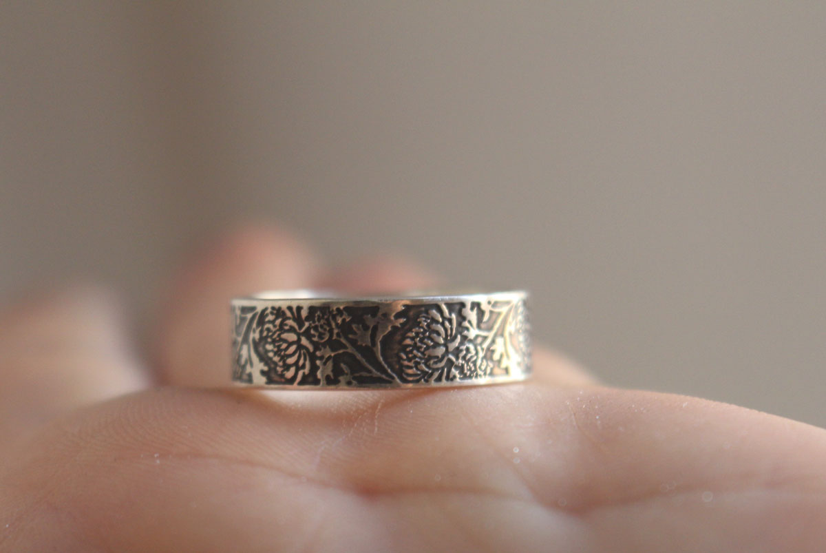 Chrysanthemum, sun flower ring in silver