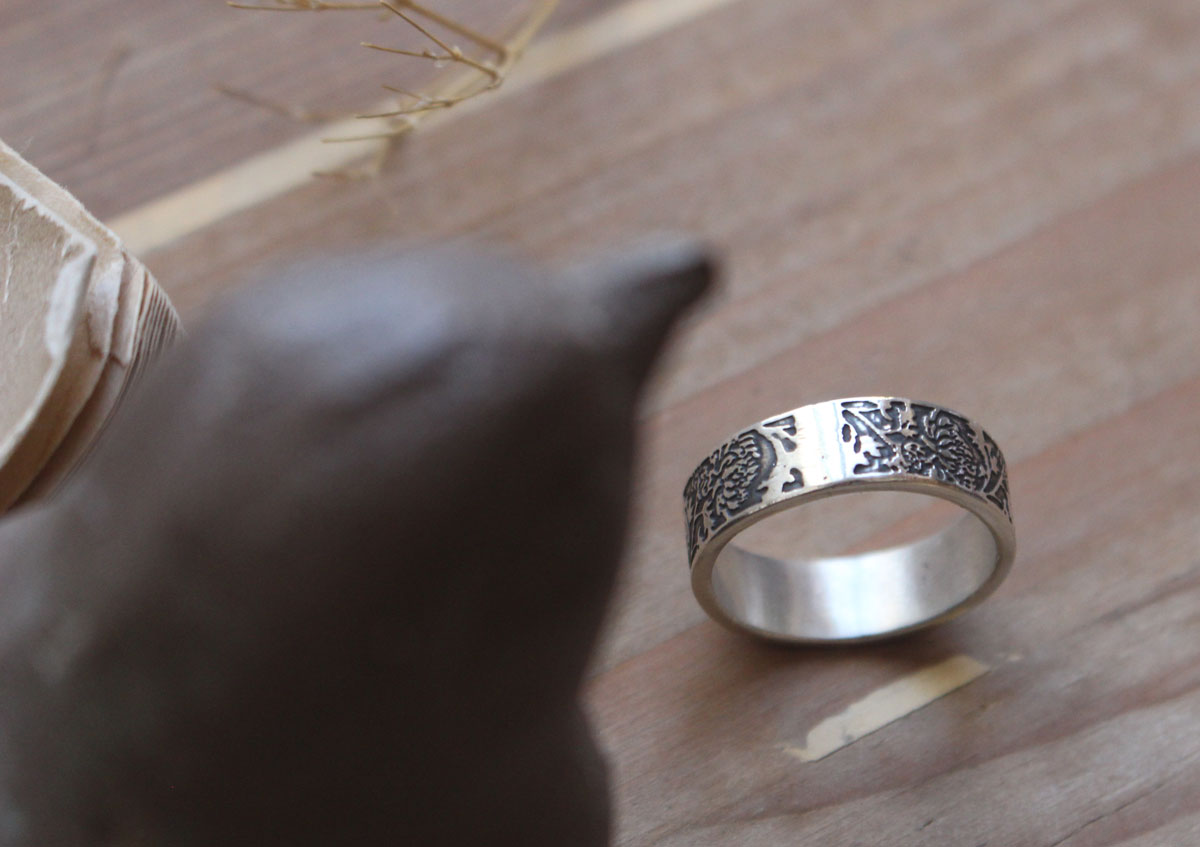 Chrysanthemum, sun flower ring in silver
